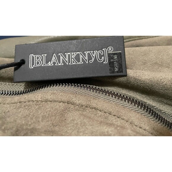 BlankNYC Vegan Leather and Ponte Drape Dark Green Jacket Size Large - Picture 3 of 6